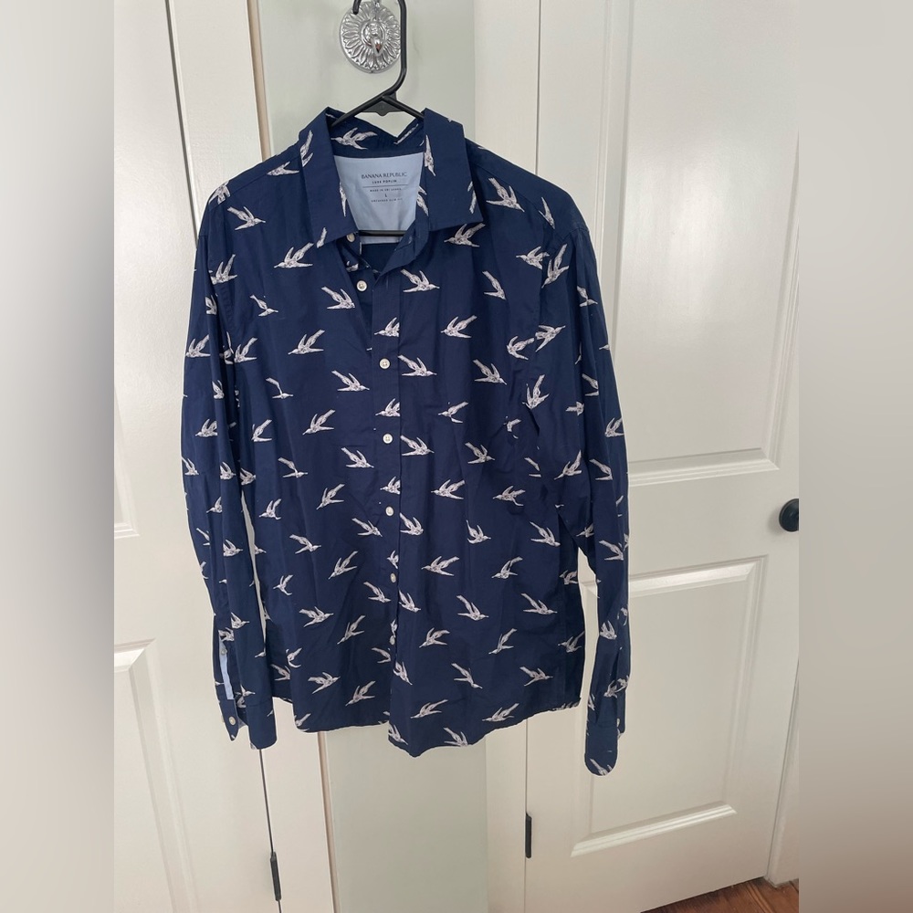 Sparrow design men’s button up shirt